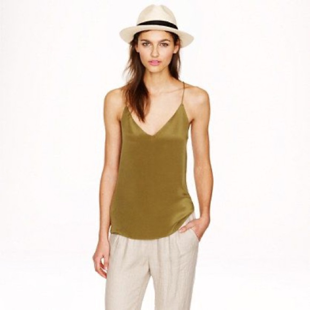 JCrew silk olive green tank top 00P